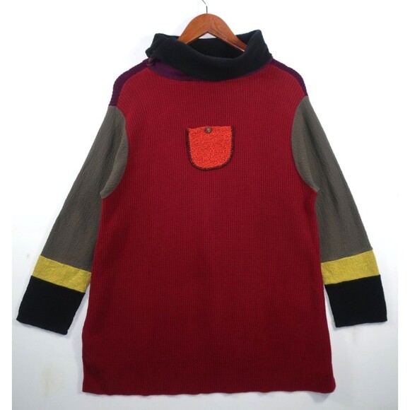 Margaret Winters Art-to-Wear Sweater Colorblock Textured Cotton Multi Artsy L - Picture 2 of 8